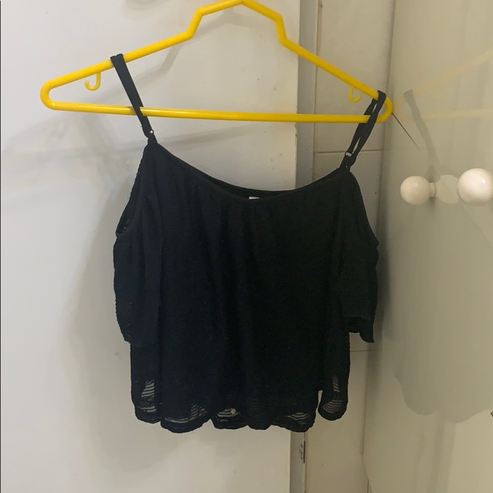Black lace crop top